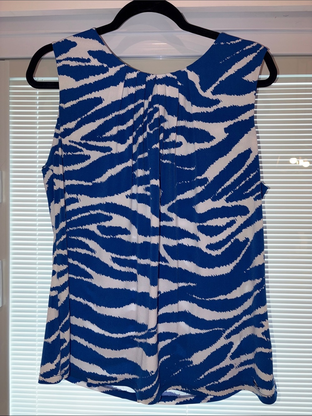Calvin Klein Blue and White Zebra Print Tank Top Size 1X
